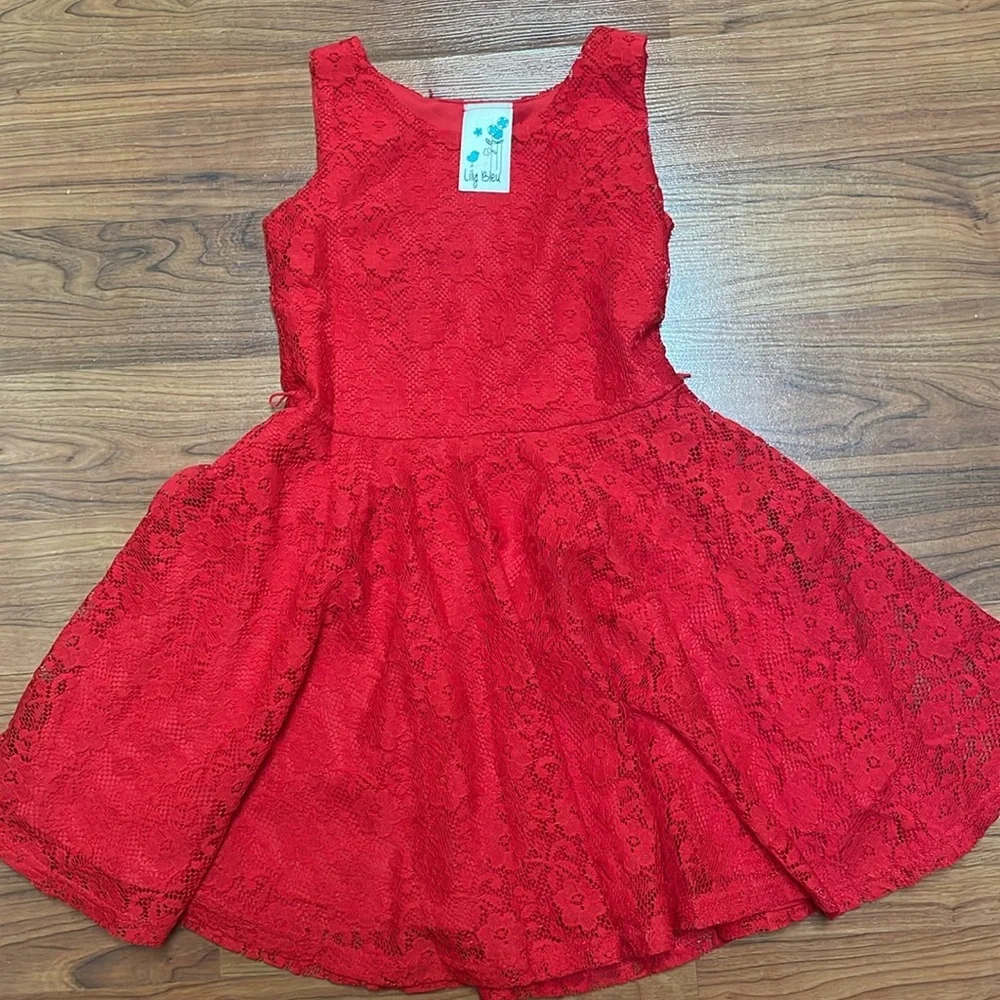 Lily Bleu Girls Red lace Sleeveless Dress size 5